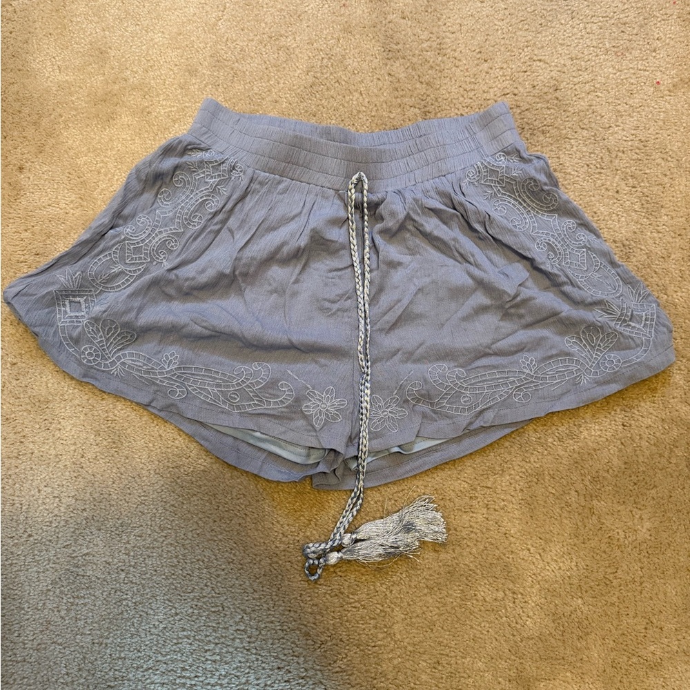 Light Blue Loungewear Shorts with Tassel